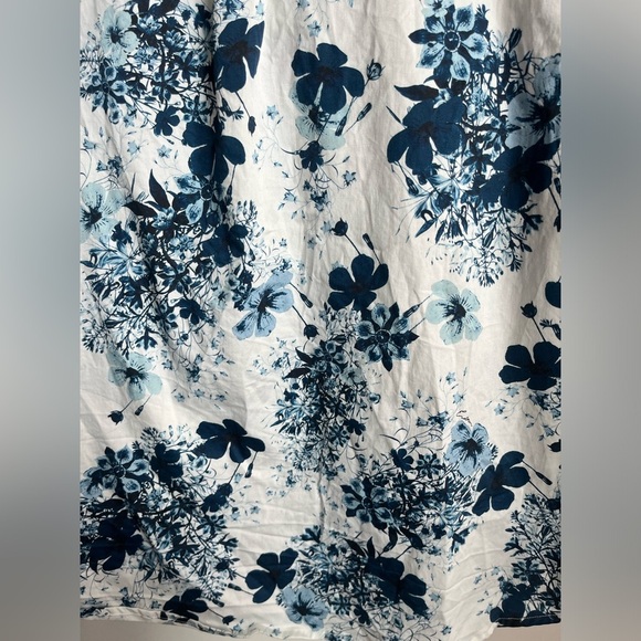 ERDEM X Universal Standard Blue and White Floral Poplin Ruffled Blouse - Picture 12 of 13